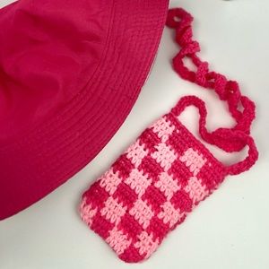 Checkered Crochet Crossbody Bag